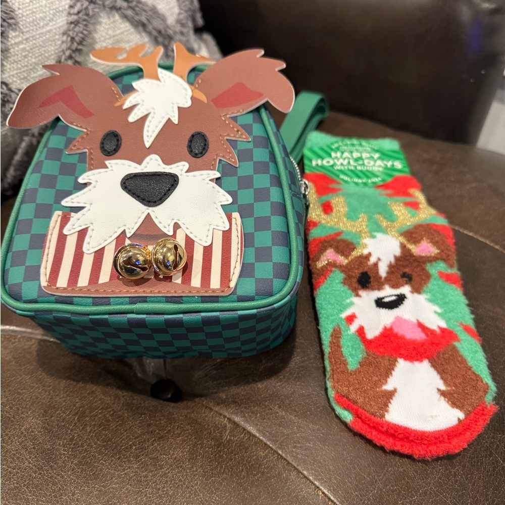 Bath & Body Works Reindeer Dog Mini Backpack (NWOT) with socks (NWT)